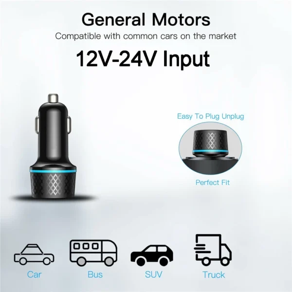 Carregador USB C Portátil De Duas Portas De Carro PD20W Carregamento Rápido Tipo Telefone Adaptador - Imagem 4