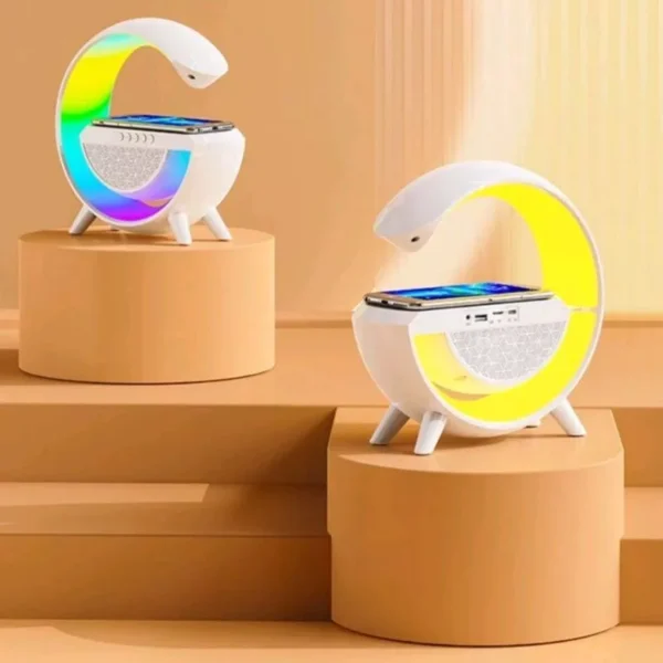 Luminária Relógio Com Formato De G-Speaker Caixa De Som E Carregamento Por Indução - Imagem 5