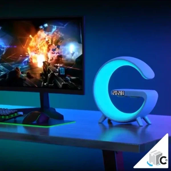 Luminária Relógio Com Formato De G-Speaker Caixa De Som E Carregamento Por Indução - Imagem 6