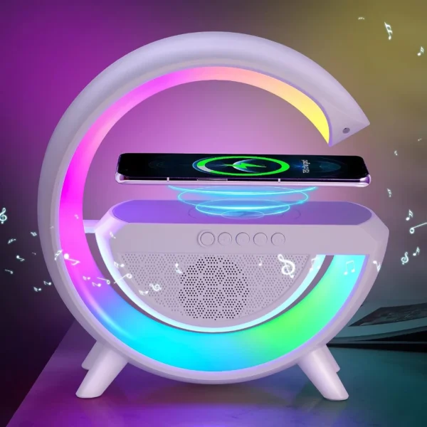 Luminária Relógio Com Formato De G-Speaker Caixa De Som E Carregamento Por Indução - Imagem 3