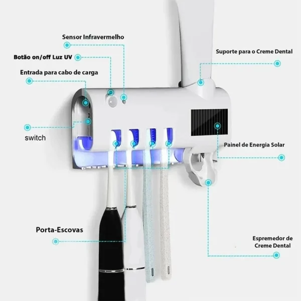 Dispenser Aplicador De Pasta de Dente E Suporte De Escova - Imagem 8