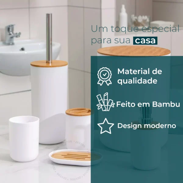 Kit Banheiro Lavabo Conjunto Acessórios - Imagem 4