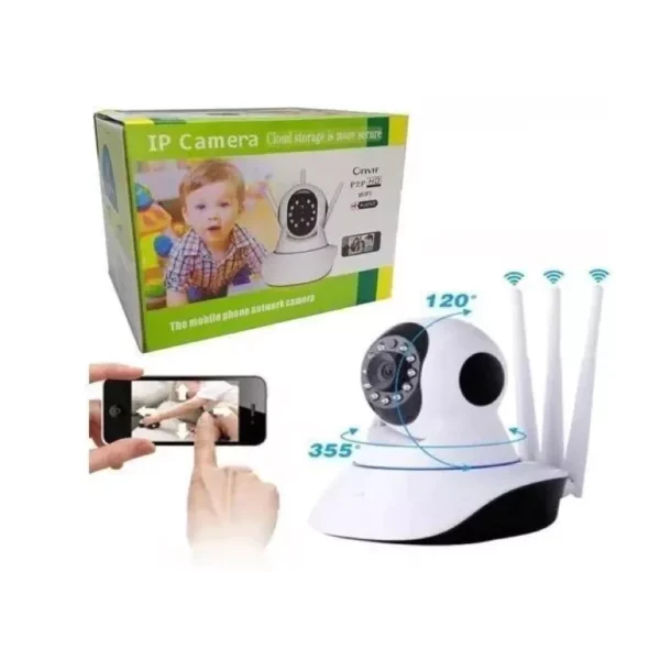 Câmera segurança wifi iP robô 3 antenas yoosee visão noturna full HD 360º - Imagem 2