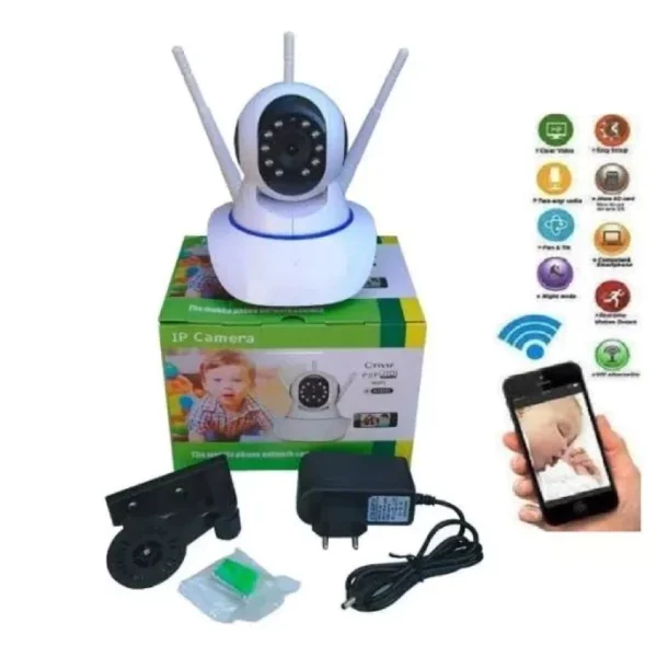 Câmera segurança wifi iP robô 3 antenas yoosee visão noturna full HD 360º - Imagem 4