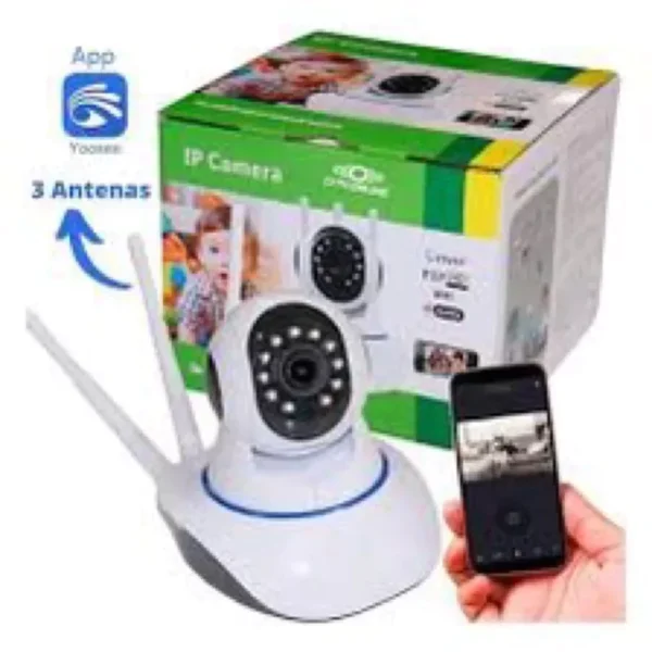 Câmera segurança wifi iP robô 3 antenas yoosee visão noturna full HD 360º - Imagem 3