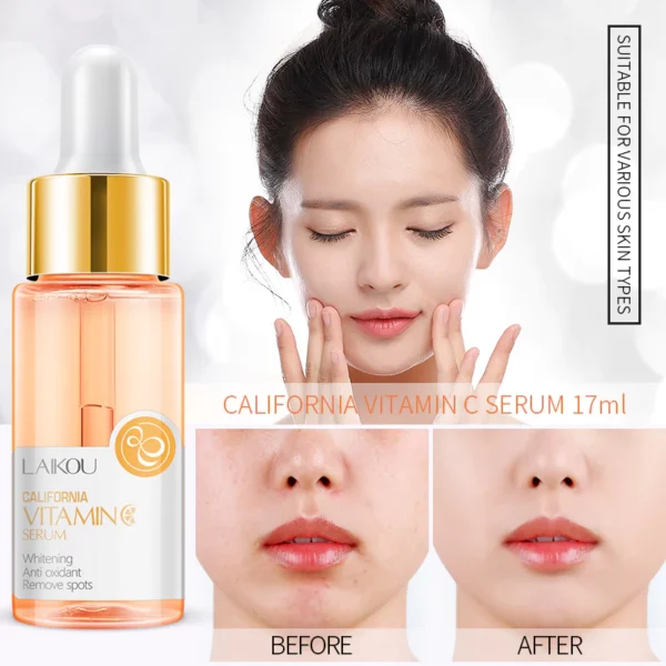 LAIKOU Soro Facial Vitamina C VC Clareador Anti-Aging Freckle Dark Spot Hidratante 17ml - Imagem 7