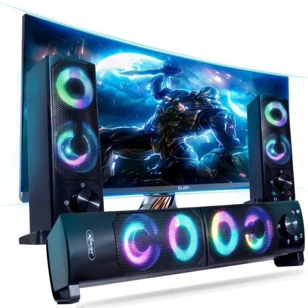 Caixa De Som Subwoofer Soundbar Portátil Para Computador Notebook Pc Gamer Celular Usb P2