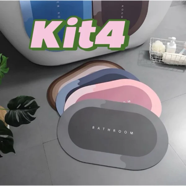 Kit 4 Tapete Absorvente Antiderrapante Para Banheiro/Porta De Entrada - Imagem 2