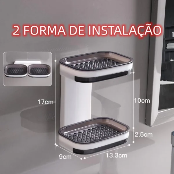 Saboneteira 2 Camada Caixa De Sabão Para Banheiro - Imagem 6