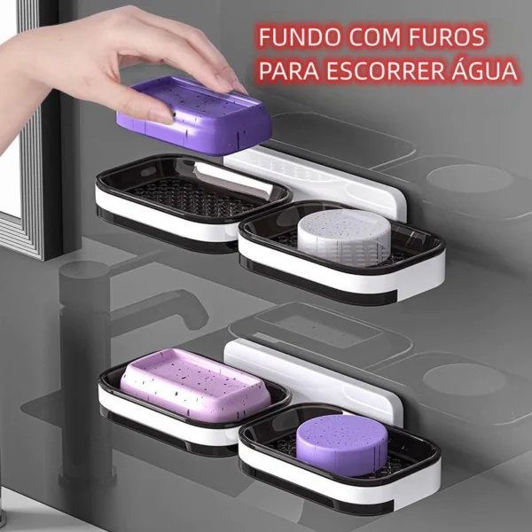 Saboneteira 2 Camada Caixa De Sabão Para Banheiro - Imagem 2