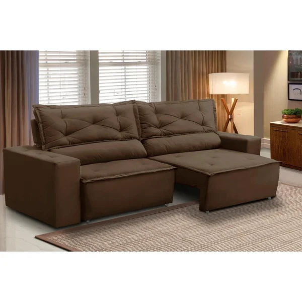Sofá Retrátil e Reclinável 3 lugares com Molas 1,80m Livia Suede - Imagem 4