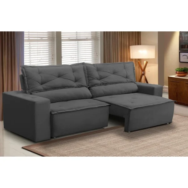 Sofá Retrátil e Reclinável 3 lugares com Molas 1,80m Livia Suede - Imagem 3