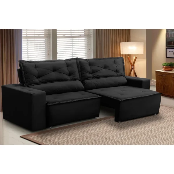 Sofá Retrátil e Reclinável 3 lugares com Molas 1,80m Livia Suede