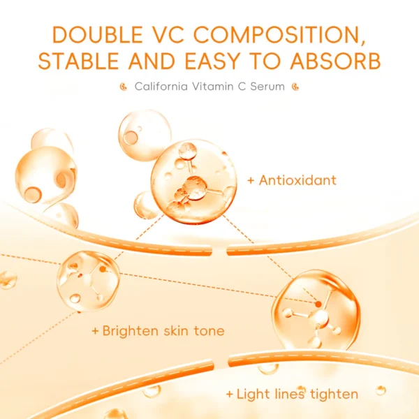 LAIKOU Soro Facial Vitamina C VC Clareador Anti-Aging Freckle Dark Spot Hidratante 17ml - Imagem 3