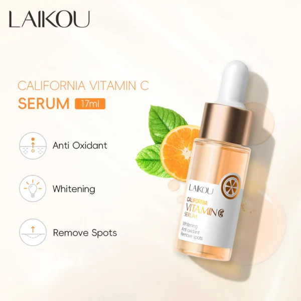 LAIKOU Soro Facial Vitamina C VC Clareador Anti-Aging Freckle Dark Spot Hidratante 17ml - Imagem 8