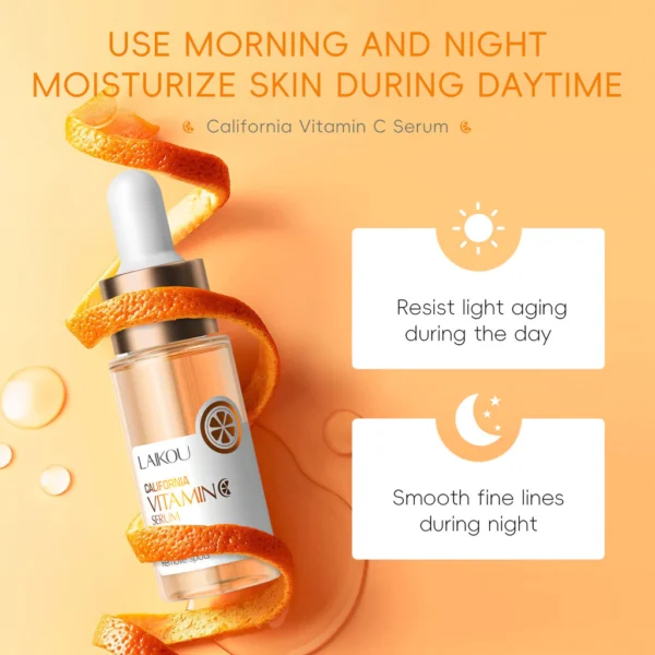 LAIKOU Soro Facial Vitamina C VC Clareador Anti-Aging Freckle Dark Spot Hidratante 17ml - Imagem 6